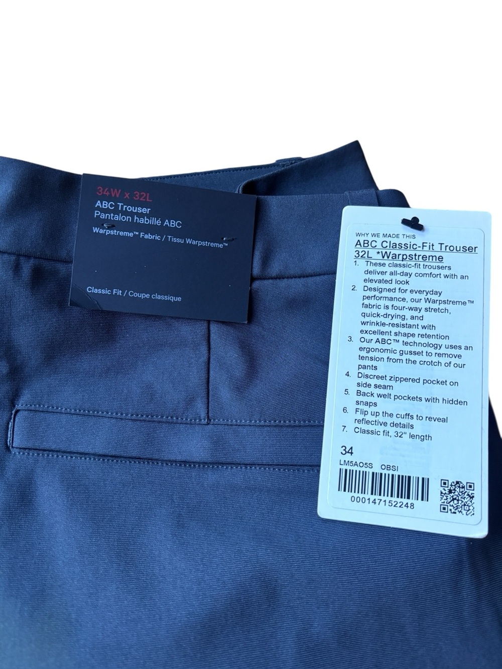 Lululemon ABC Classic-Fit Trouser Warpstreme Black 34W x 32L NWT